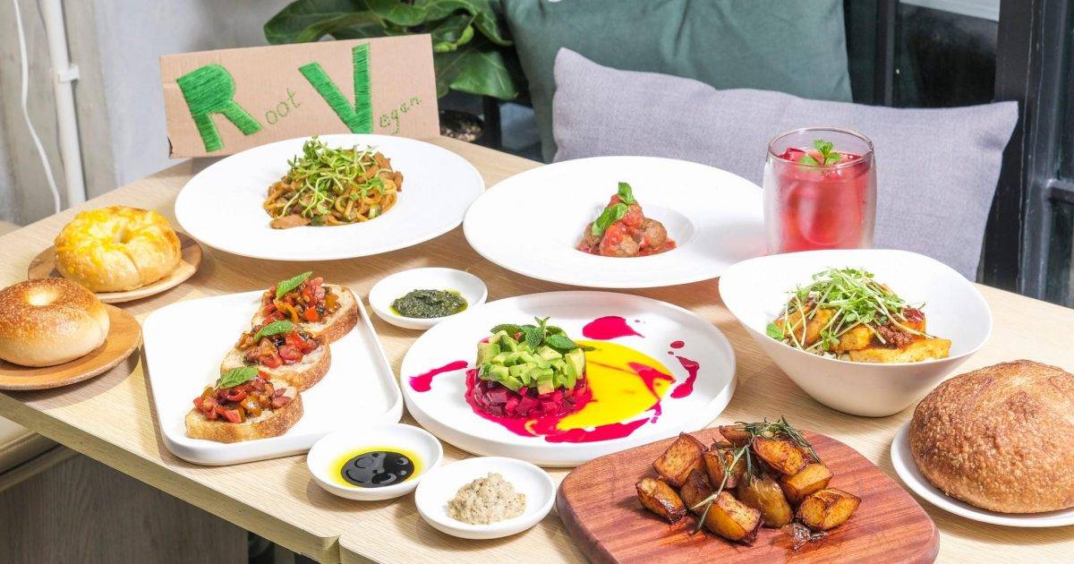 本原純素 – 中環餐廳 必食魚香茄子貝果+擔擔炒意粉+紅咖哩雜錦蔬菜天貝+麻婆豆腐天貝椰菜飯+韓式粉絲伴野菜飯卷+泰式小食拼盤