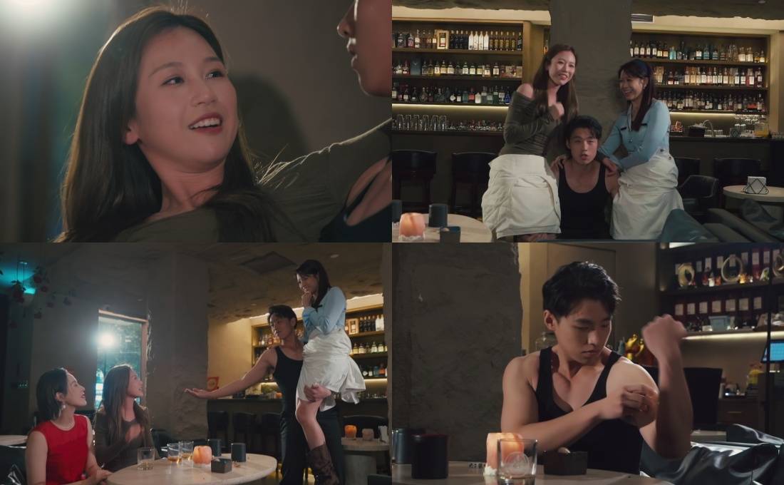 何沛珈 阮浩棕 何沛珈在新節目《《尋歡作樂的姐姐》遭爆肌男公主抱拋高,緊張到全身通紅,玩得非常開心!(圖片來源:TVB)