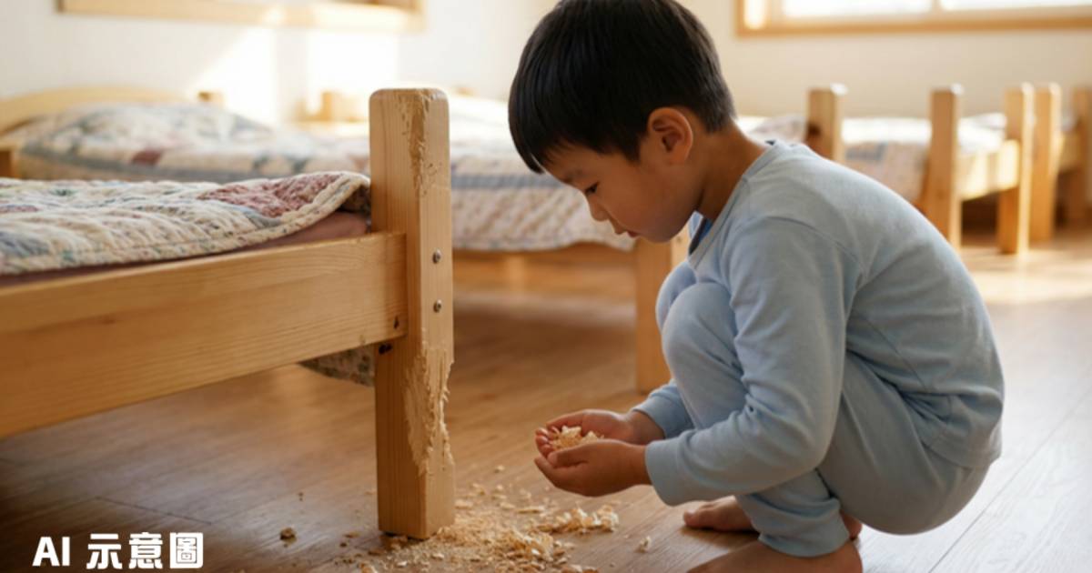 男童幻想自己是河狸 啃爛幼兒園木床還搓成球