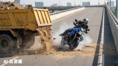 泥頭車上斜突然嘔泥｜電單車中招自炒 司機疑絕塵而去