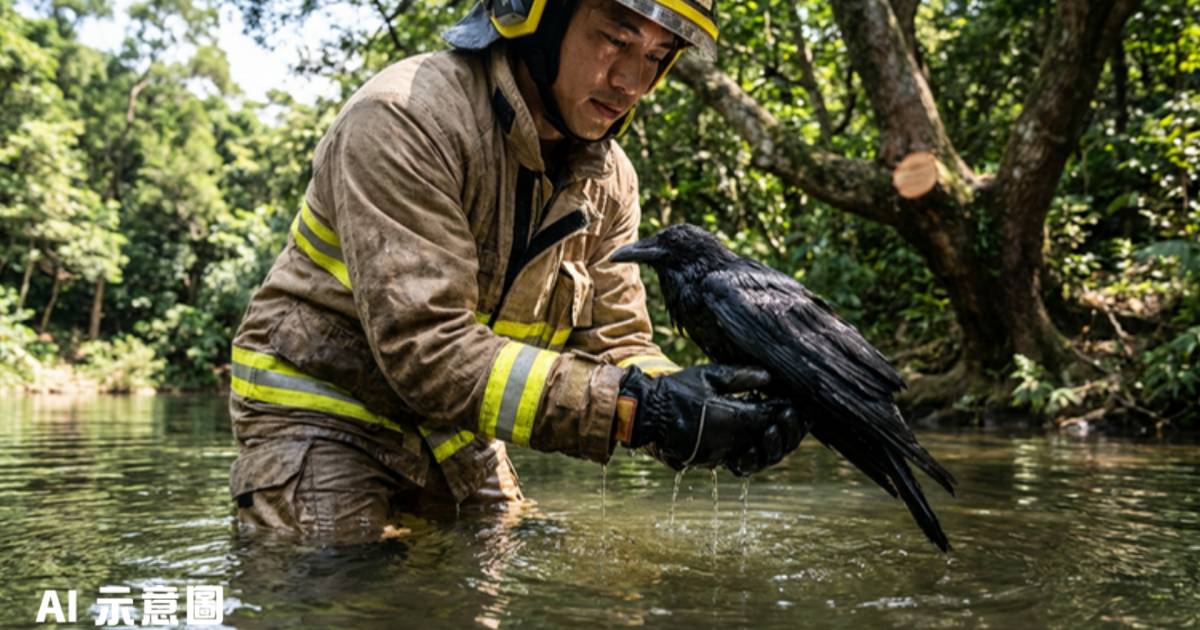 行山客驚見烏鴉倒吊樹枝被困｜消防上山落水救援 網民激讚「香港消防真係好優秀」