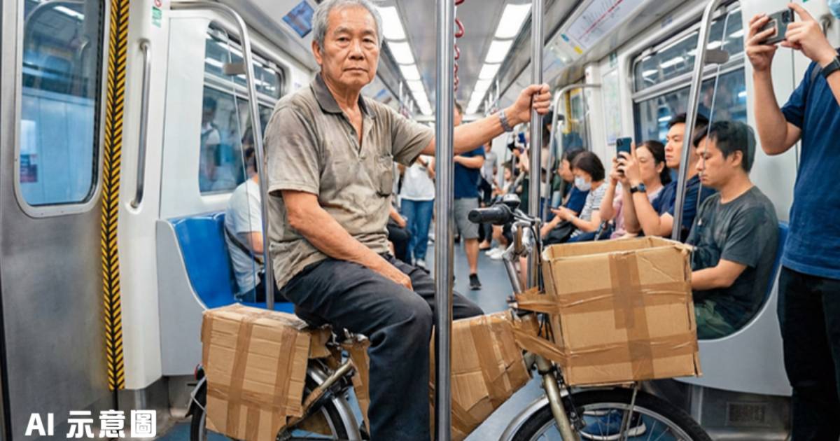 鑽石山站阿伯騎電動單車闖港鐵｜用紙皮覆蓋車身掩人耳目 網民震驚