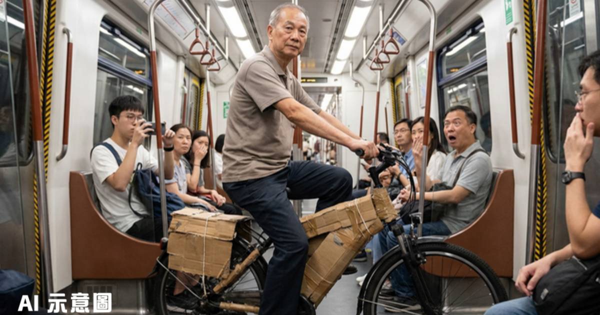 阿伯揸紙皮電動單車闖港鐵｜網民鬧爆被認出係慣犯