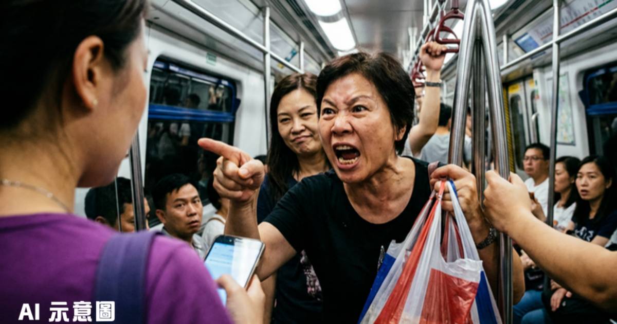 港鐵大媽怒吼「這裏是香港啊」爆粗威嚇｜網民質疑邏輯