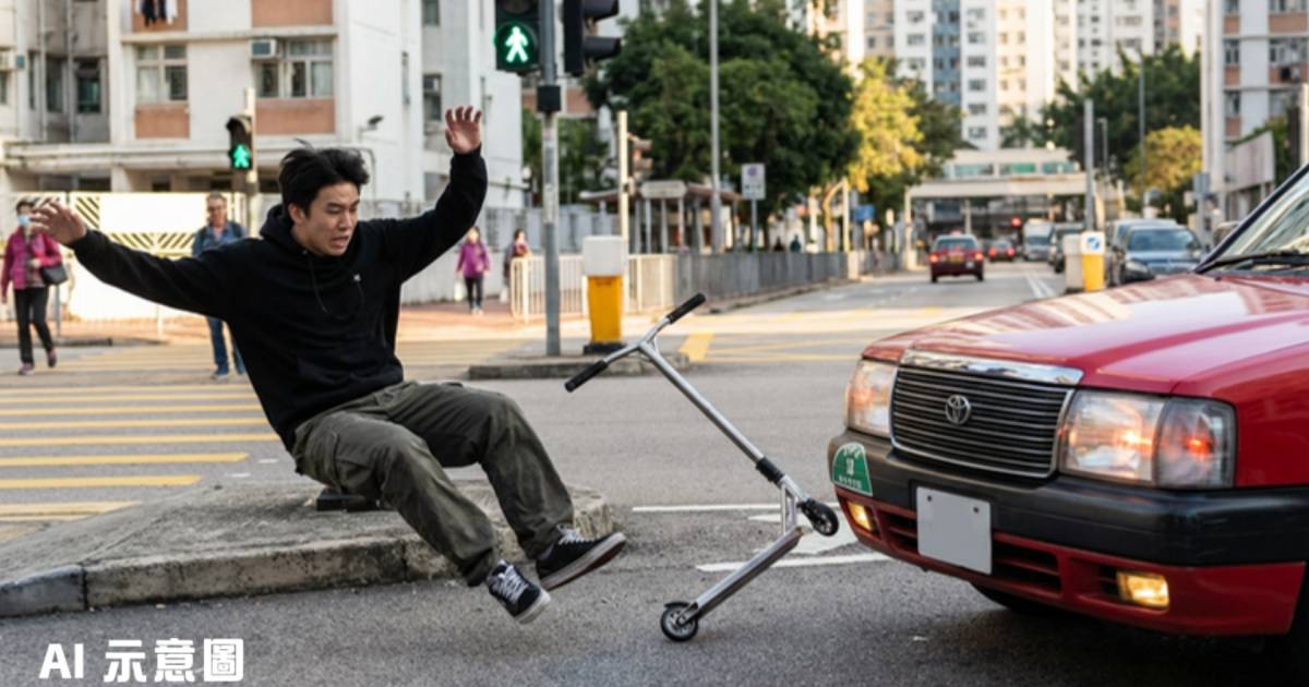 長沙灣驚現滑板車玩家衝斜坡 失手跌出行車道｜同夥高調晒片炫耀