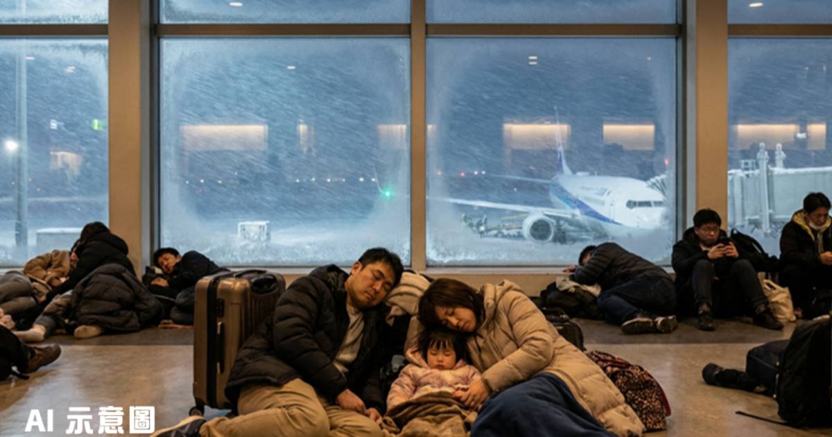 北海道暴雪7,000人被困機場過夜｜中國遊客自嘲成難民 花3,000元拼車逃離