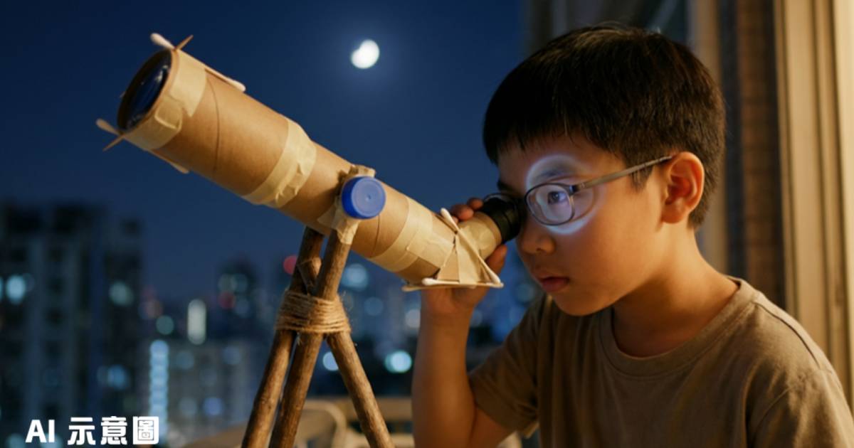 10歲童花30元自製天文望遠鏡｜紙皮加網購鏡片竟能看清月球表面