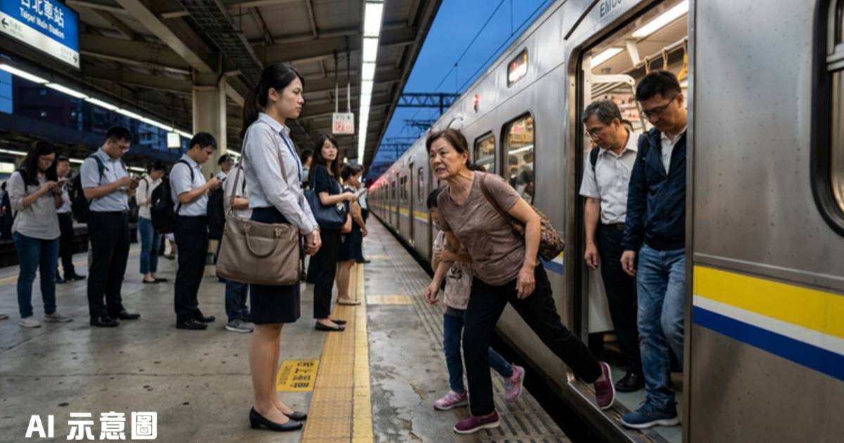 女子搭台鐵堅持先下後上被狂擠｜對方不滿竟嗆「妨礙自由」
