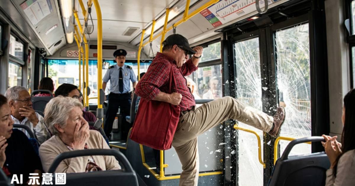 巴士大叔突踢爆玻璃門｜與車長離奇互問同一問題 網民震驚