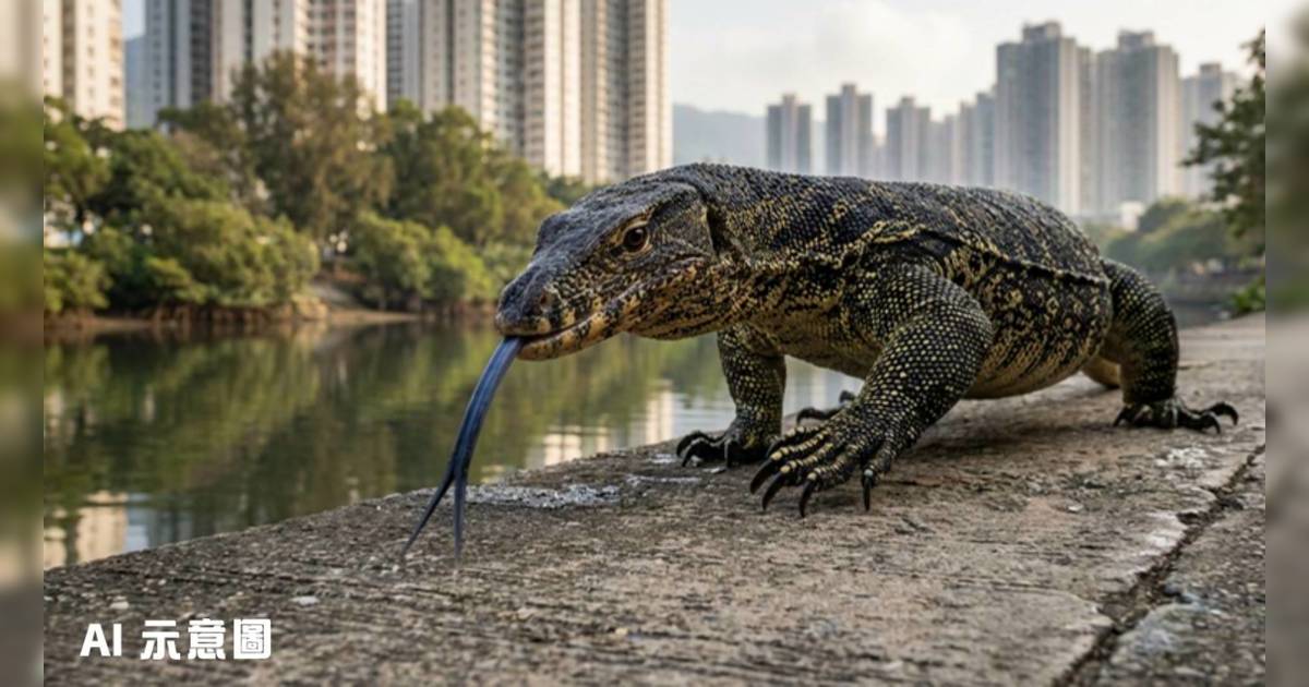 沙田驚現神秘巨蜥｜目測1米長不時吐舌 網民笑爆：金城安你條龍走失咗