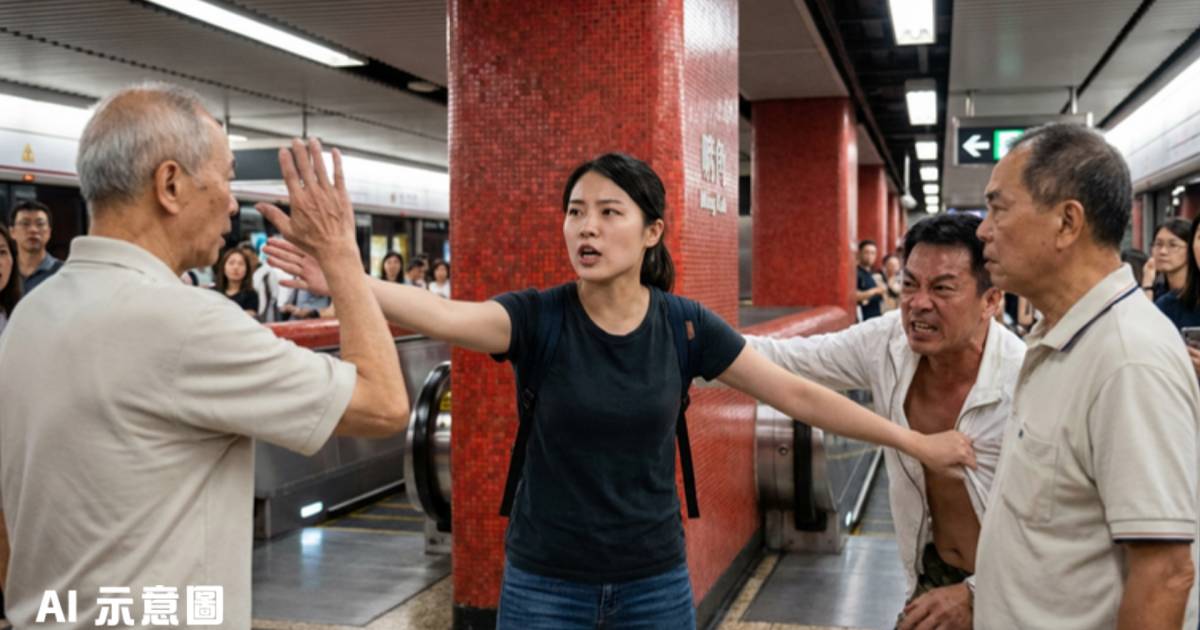 港鐵旺角站年輕男vs老伯爆粗互兇｜老婆1招KO獲激讚「型到爆」