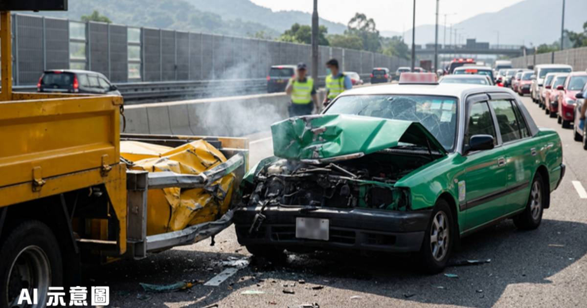 北大嶼山公路的士撞箭嘴車｜40餘歲男乘客拋出車外昏迷