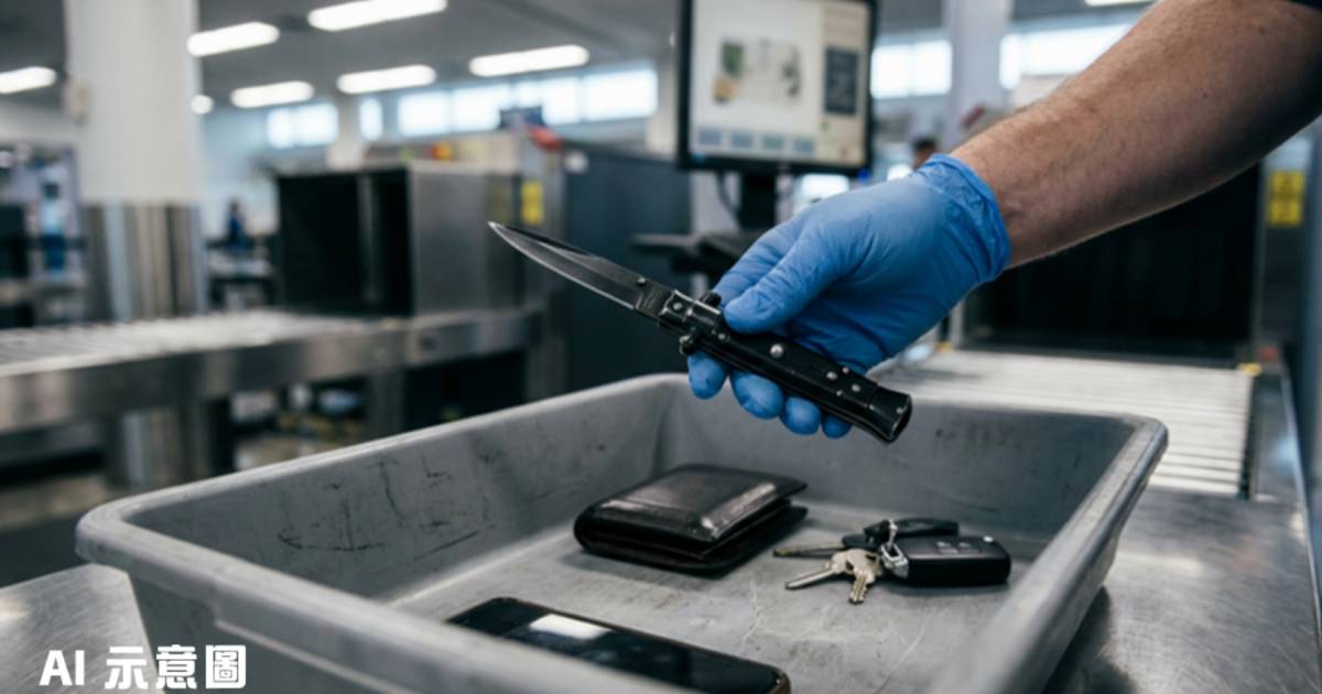 54歲休班輔警機場過安檢｜遭搜出彈簧刀被捕停職 明日提堂