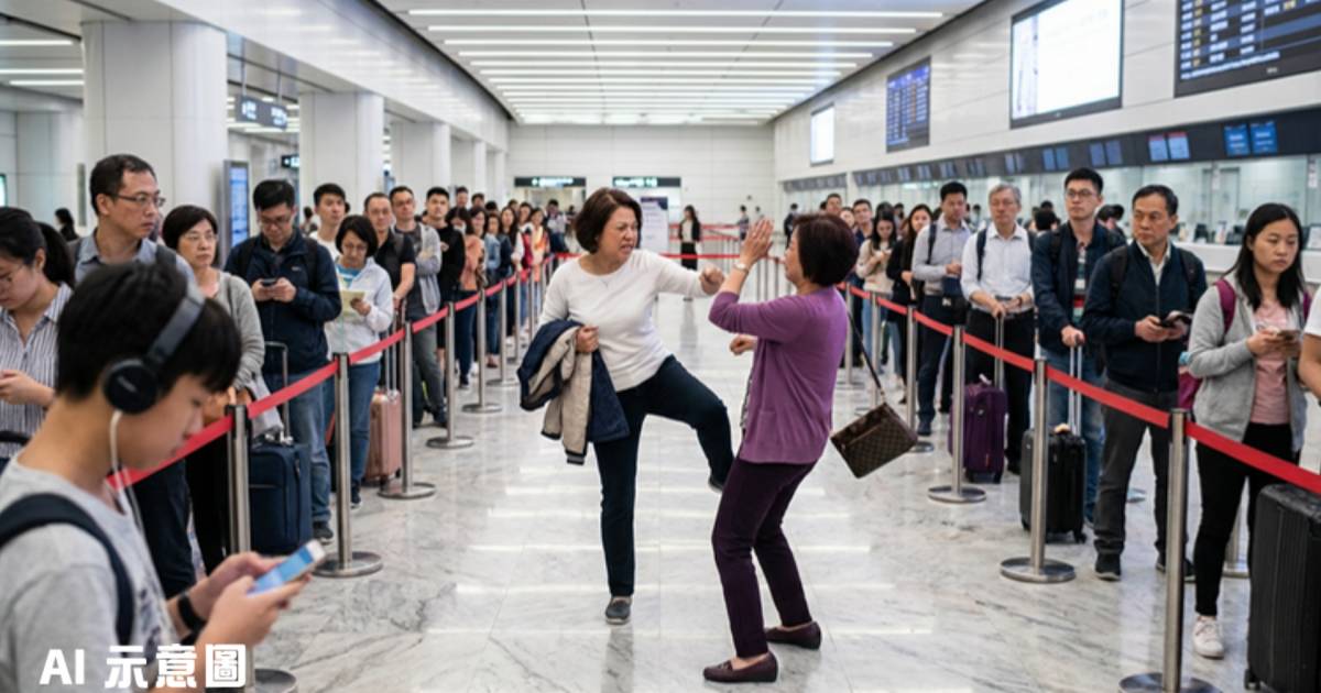 西九龍高鐵站2大媽因一件事互毆｜「要打就過嚟囉」現場反應震驚全網