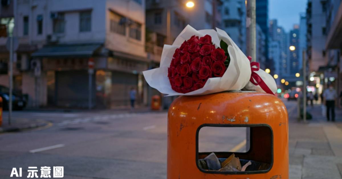 情人節街頭驚現超靚玫瑰插垃圾桶｜網民猜求偶失敗：好想收留佢