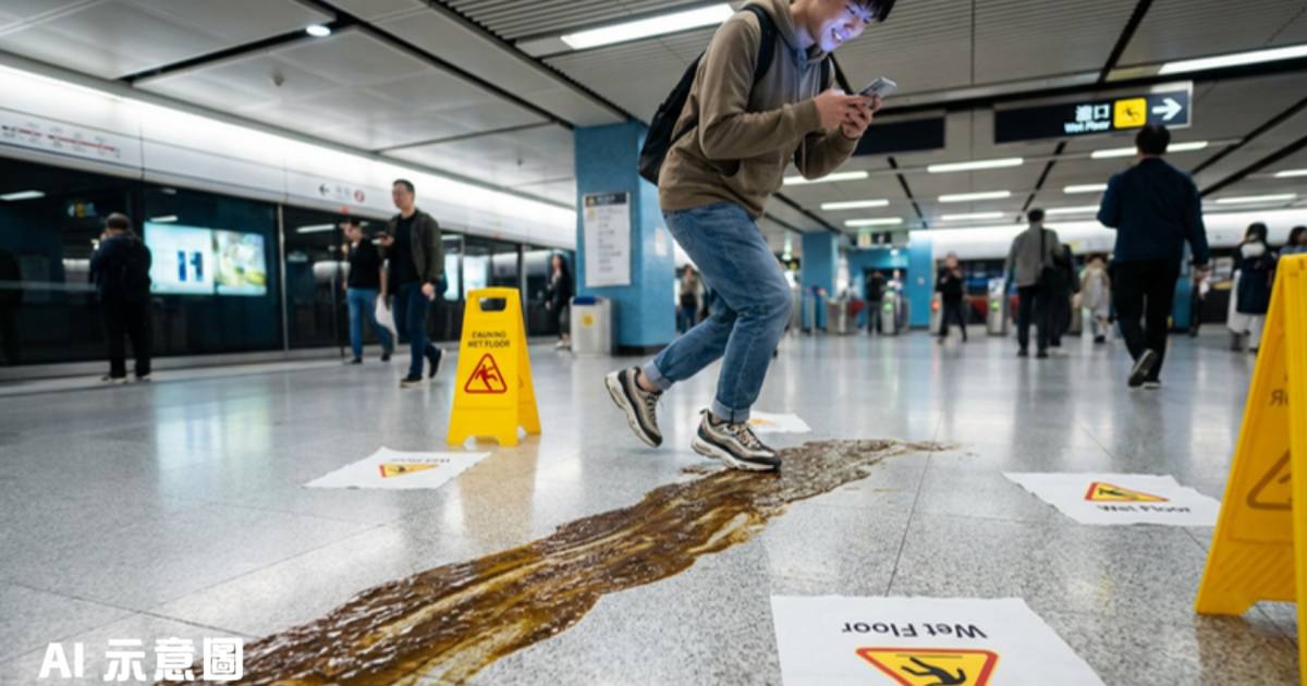 港鐵站驚現疑似糞便污迹｜乘客看手機跌坐其上 網民震驚