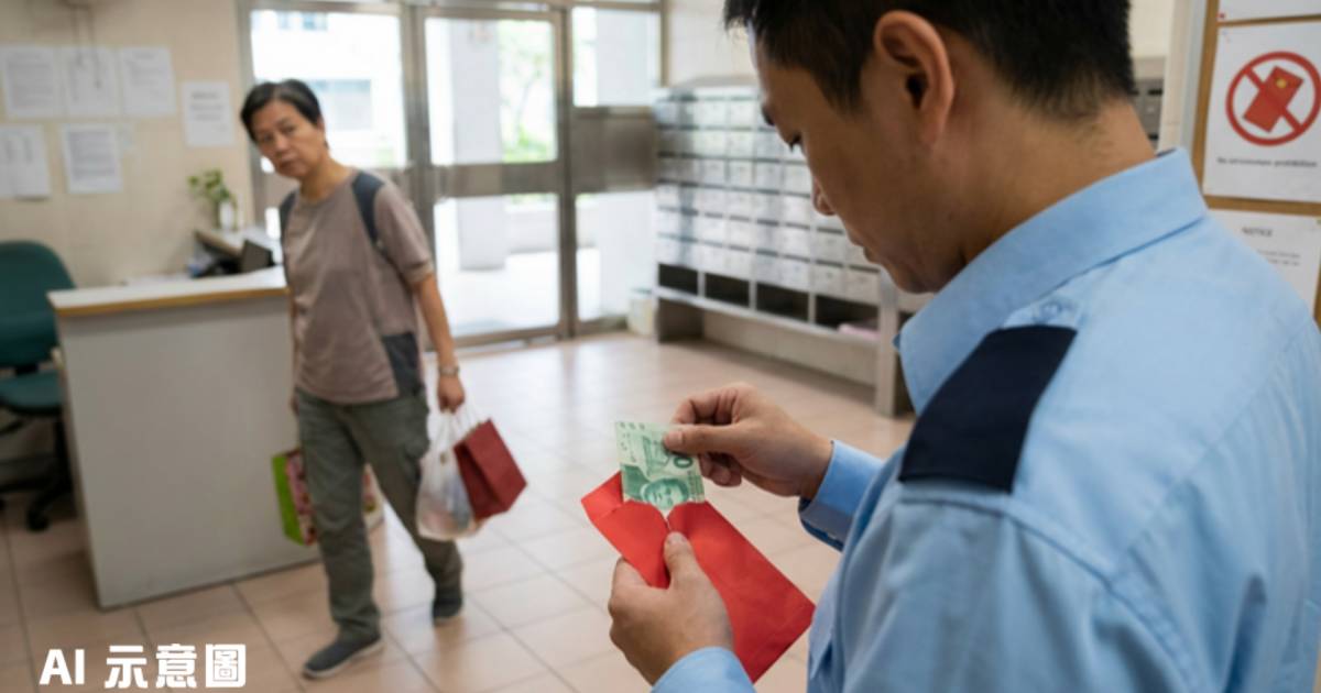 利東邨女保安收利市即場拆開 街坊不滿：做壞規矩