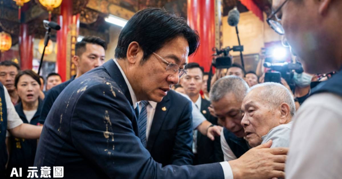 賴清德初二祈福慘遭噴濺一身｜廟宇主委突嘔吐真相曝光