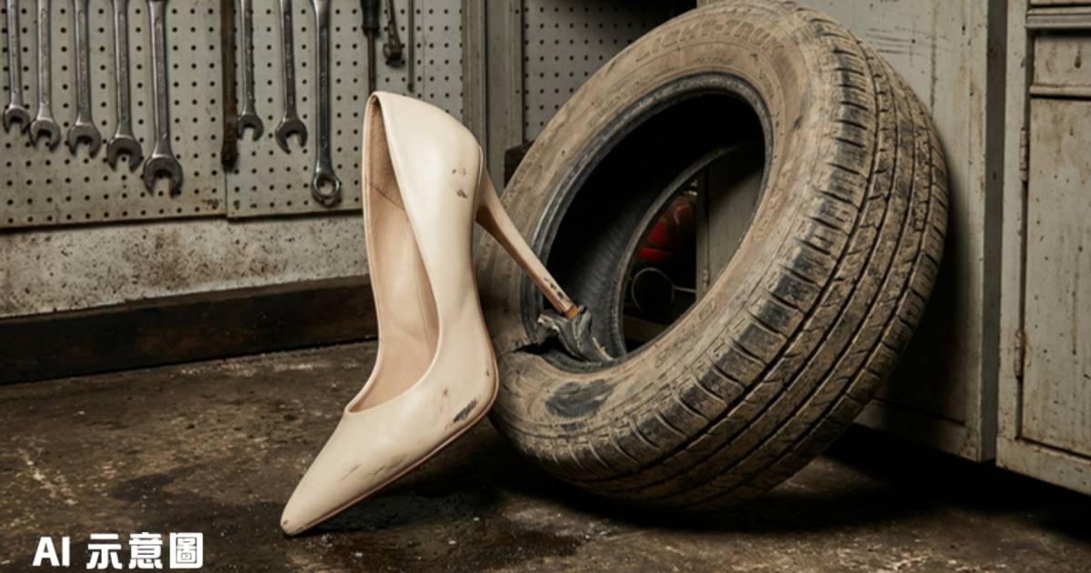 車胎店主做幾十年首遇奇景｜輕型貨車被神秘物體插爆胎　網民震驚