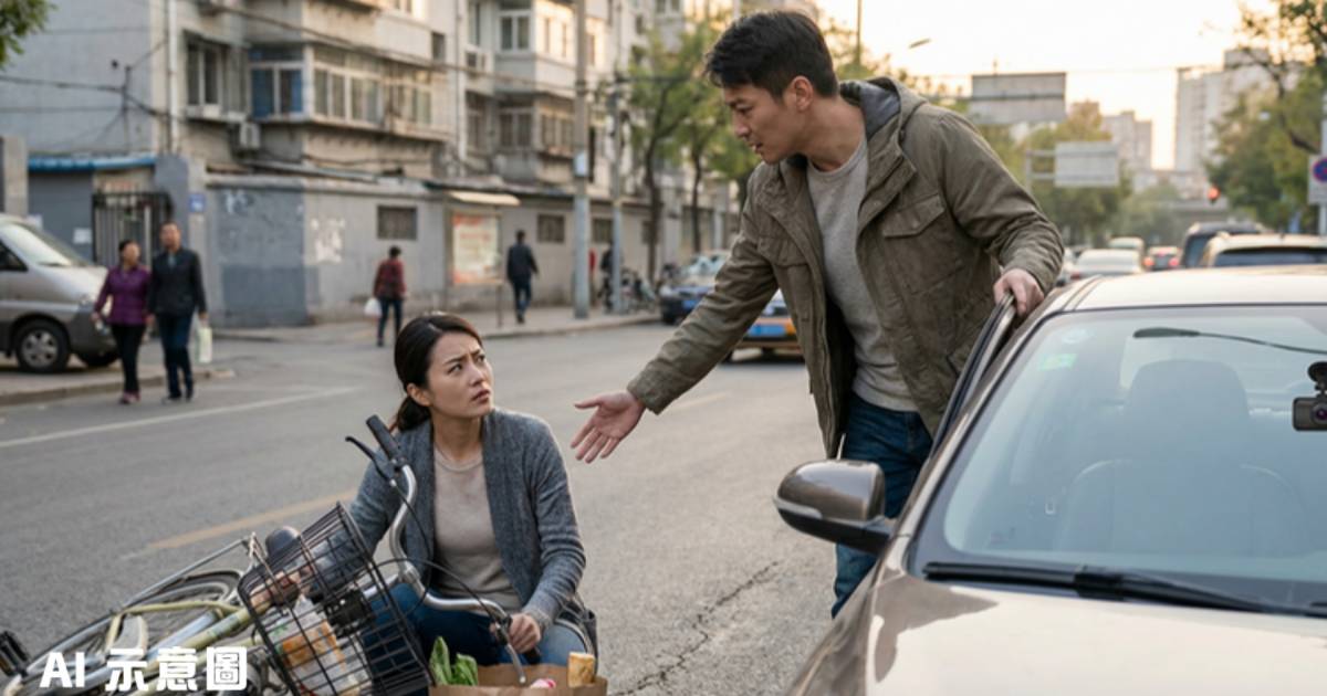 江西女子單車自摔 好心司機扶起反遭敲詐｜車cam曝光真相震撼