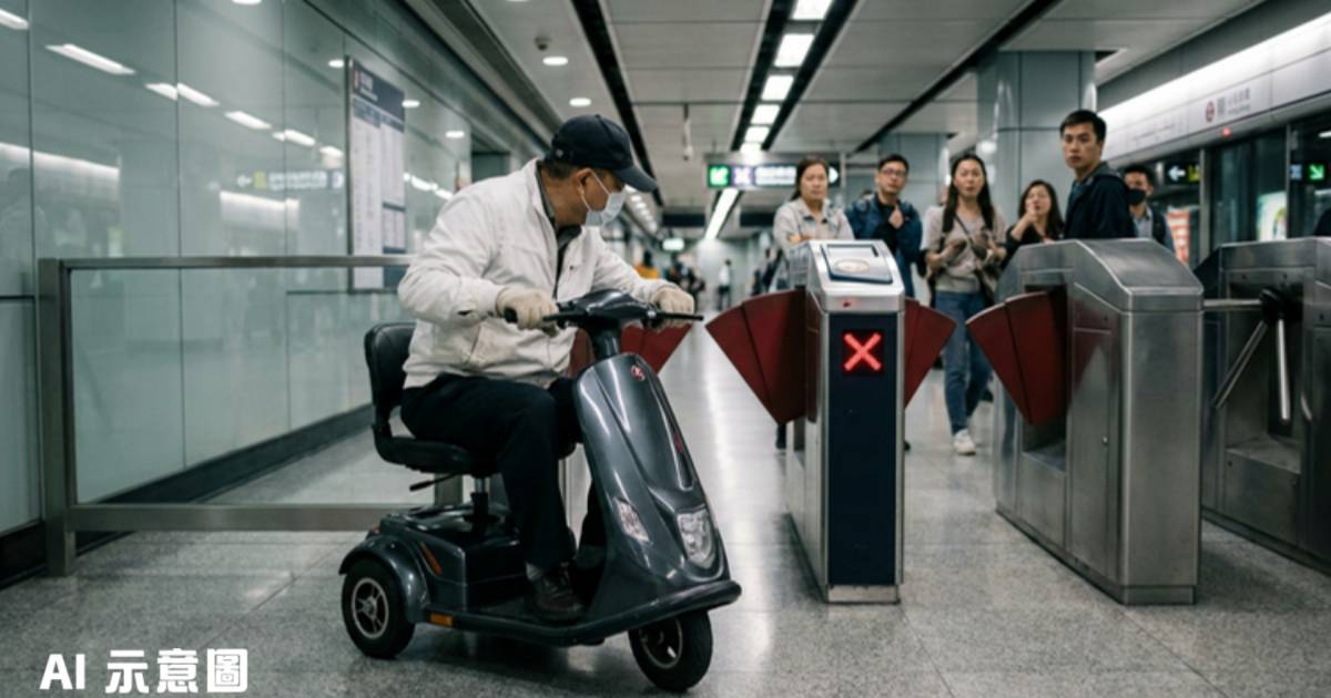 男子駕特別款電動輪椅搭港鐵｜啟德站強行入閘 網民質疑違例