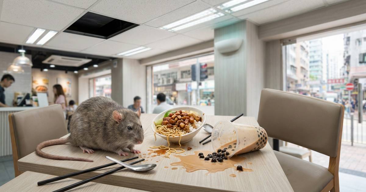 天水圍餐廳用膳「天降巨鼠」｜女店員淡定一招秒殺 網民嚇呆：以為拍緊戲？