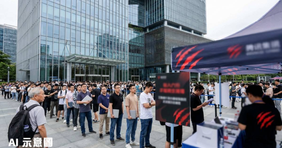 騰訊總部現千人排隊奇景｜70歲專家也來搶裝神秘AI 收藏數創驚人紀錄