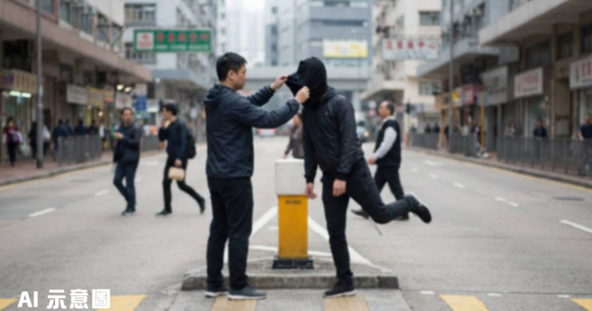 葵涌蒙面男擺「金雞獨立」狂叫「打我呀」｜風褸男抓甩頭套嚇呆：套中有套