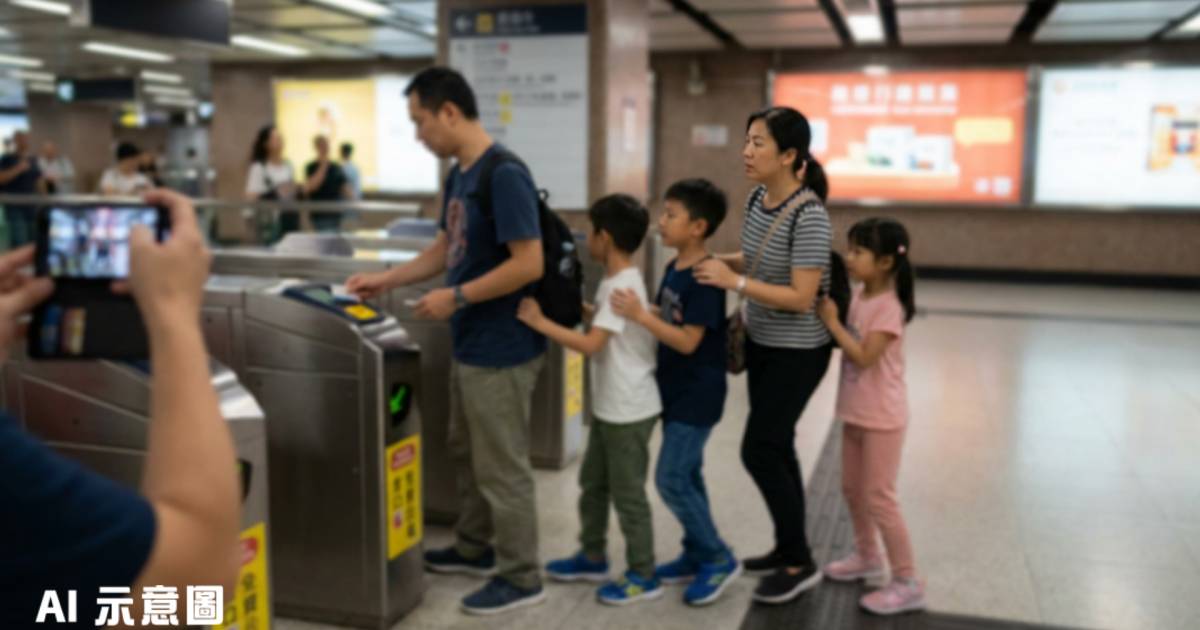 一家五口「人形蜈蚣」衝港鐵閘｜被拍後母親1反應更離譜