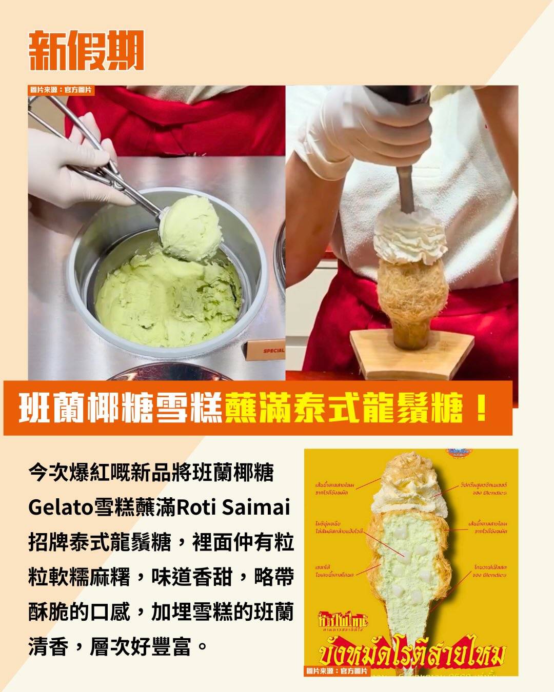 泰國 龍鬚糖Gelato雪糕 (圖片來源:官方圖片)