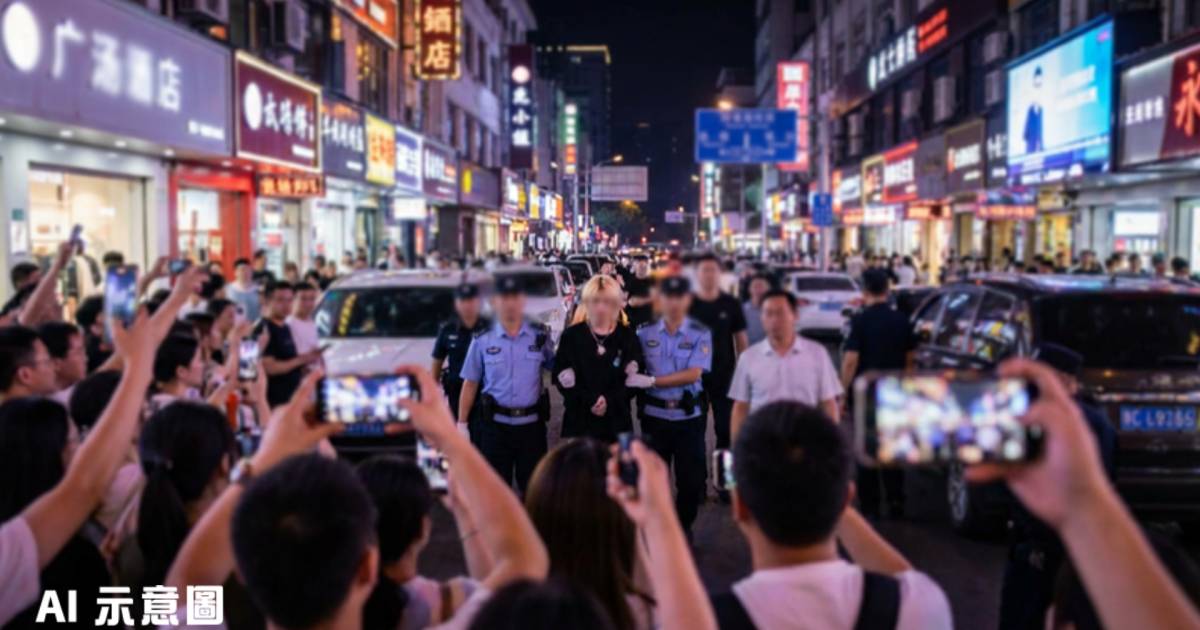 金髮女子解放西路當眾不雅行為｜警方趕到用手銬帶走 網民質疑博流量表演