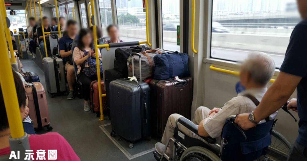 機場巴士輪椅位被行李霸佔｜婆婆上車受阻狼狽入座 網民怒轟