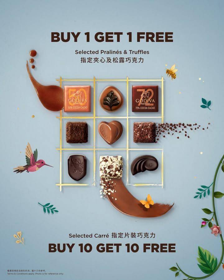 GODIVA專門店誠意獻上 #節日限時禮遇☘️為春日添上雙倍甜蜜💕
由即…