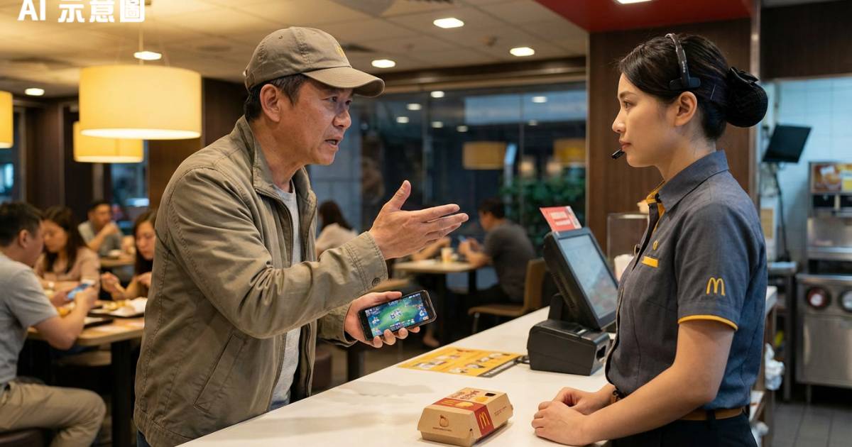 將軍澳麥當勞大叔打輸機發爛渣！狂罵職員逼賠蘋果批　女職員神回應獲網民激讚