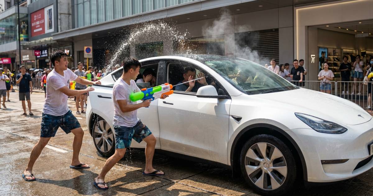 雲南潑水節｜遊客強開車門向車內狂噴水！電動車當場冒煙死火 網民怒轟：根本係藉機欺凌