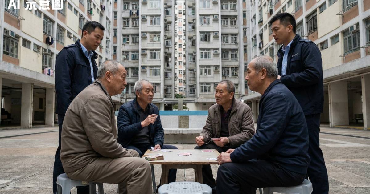 石籬邨4名長者街頭賭博被捕！最老82歲當場檢獲賭具現金