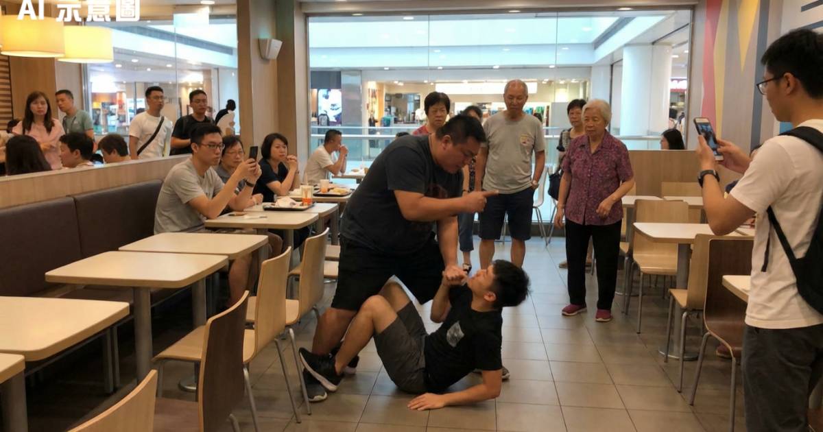 安達商場快餐店MMA！65歲大叔騎住青年狂毆 全程直擊！大叫「打X死你」竟為一件小事？