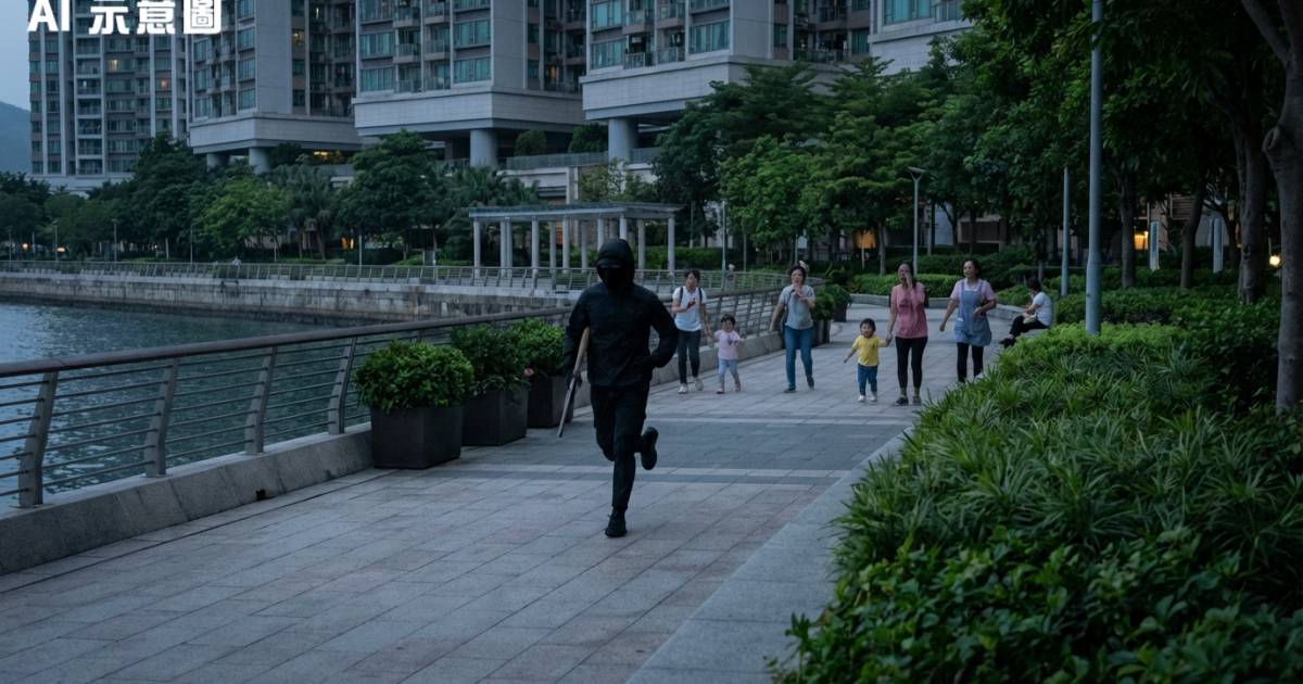 將軍澳公園17秒恐怖片瘋傳！黑衣男持長刀高速穿梭人群 家長嚇破膽！