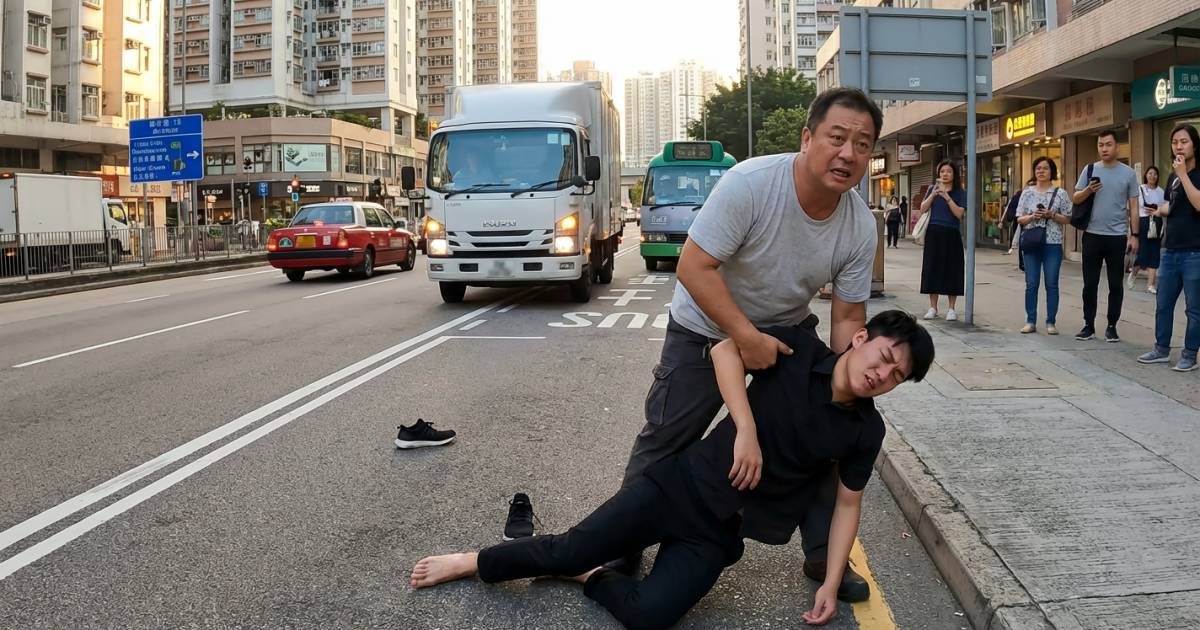 黑衣男衝紅燈「捐車罅」｜慘遭貨車撞飛倒地翻滾 司機1恐怖舉動惹網民怒轟！