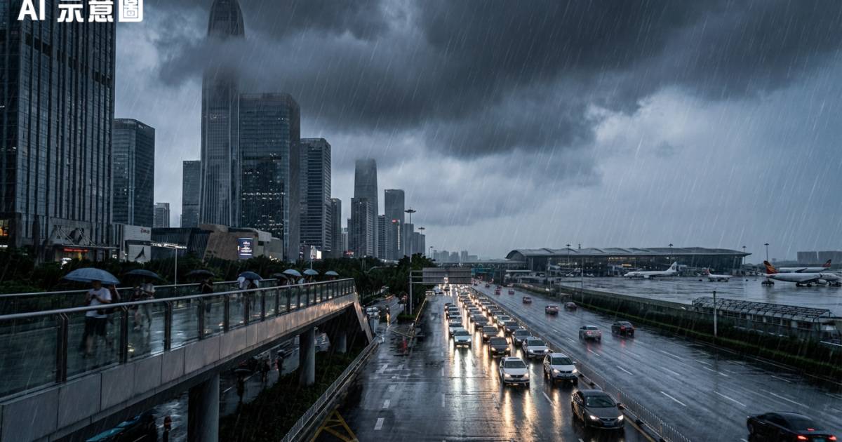 深圳急發黃雨警報！機場逾40航班延誤大混亂 港人北上計劃隨時泡湯？