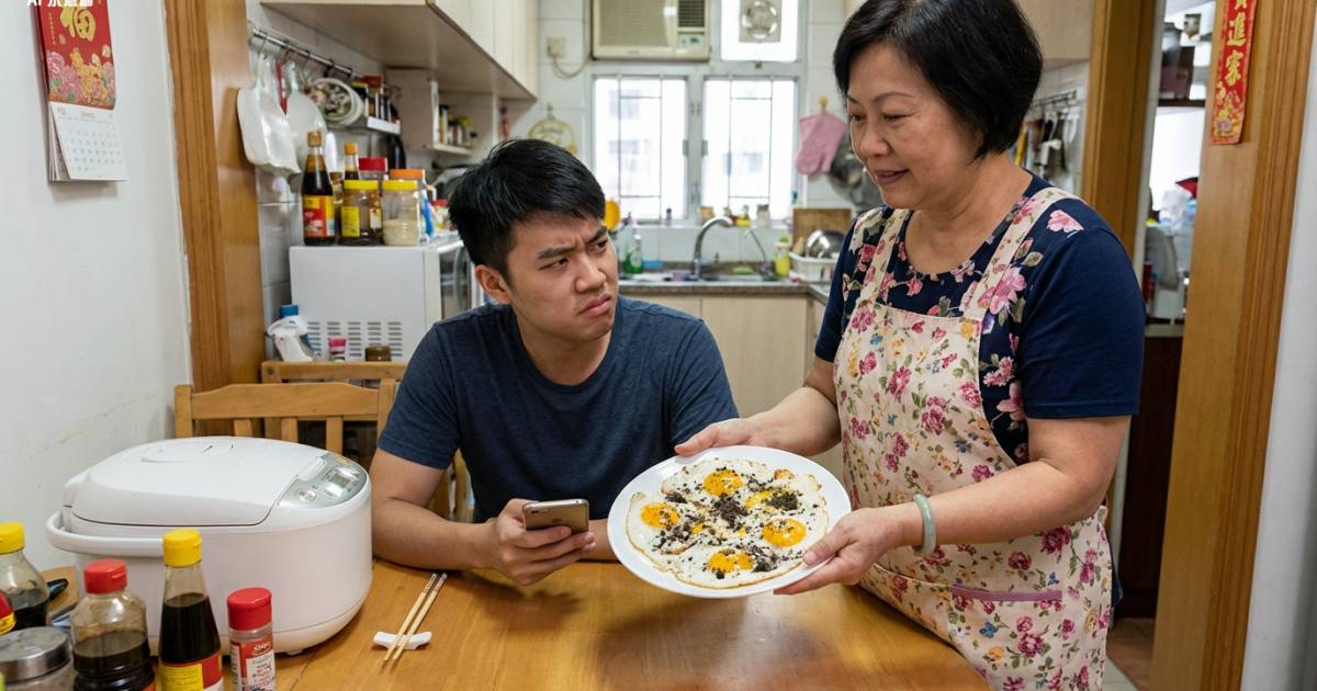 阿媽暗黑料理挑戰膽量！港男呻煎蛋驚見密集黑點 網民嚇到嘔：似清出嚟嘅黑頭！