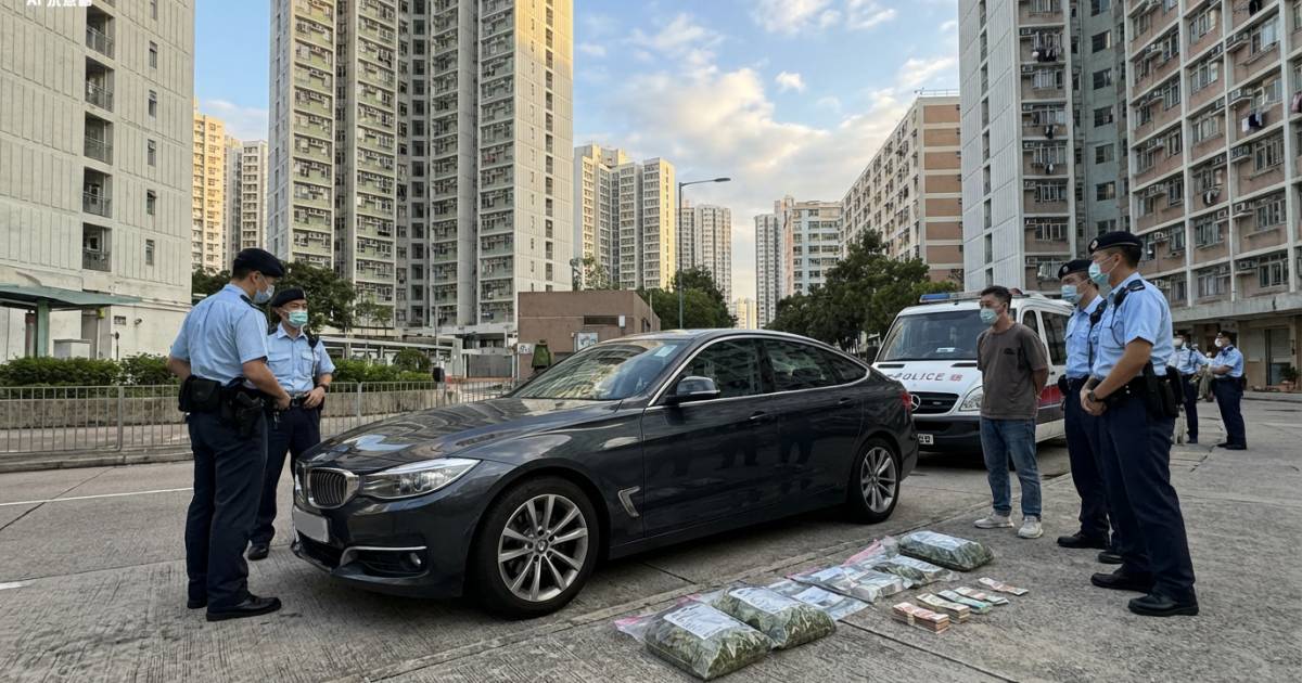 將軍澳屋邨驚現「毒品快餐車」！警員一查揭$5.6萬大麻花 2中佬斷正下場係…