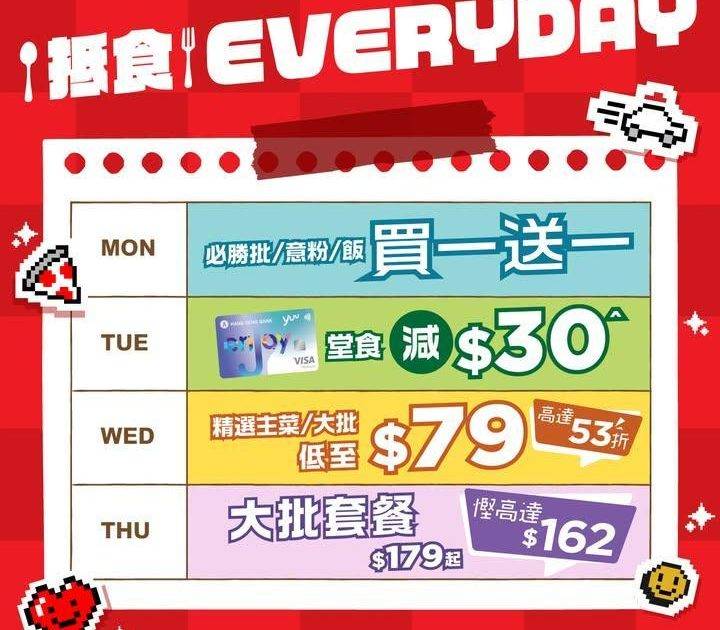 【星期一至四 日日有優惠😍抵食EVERYDAY！】
無論係咪糧尾Piz…
