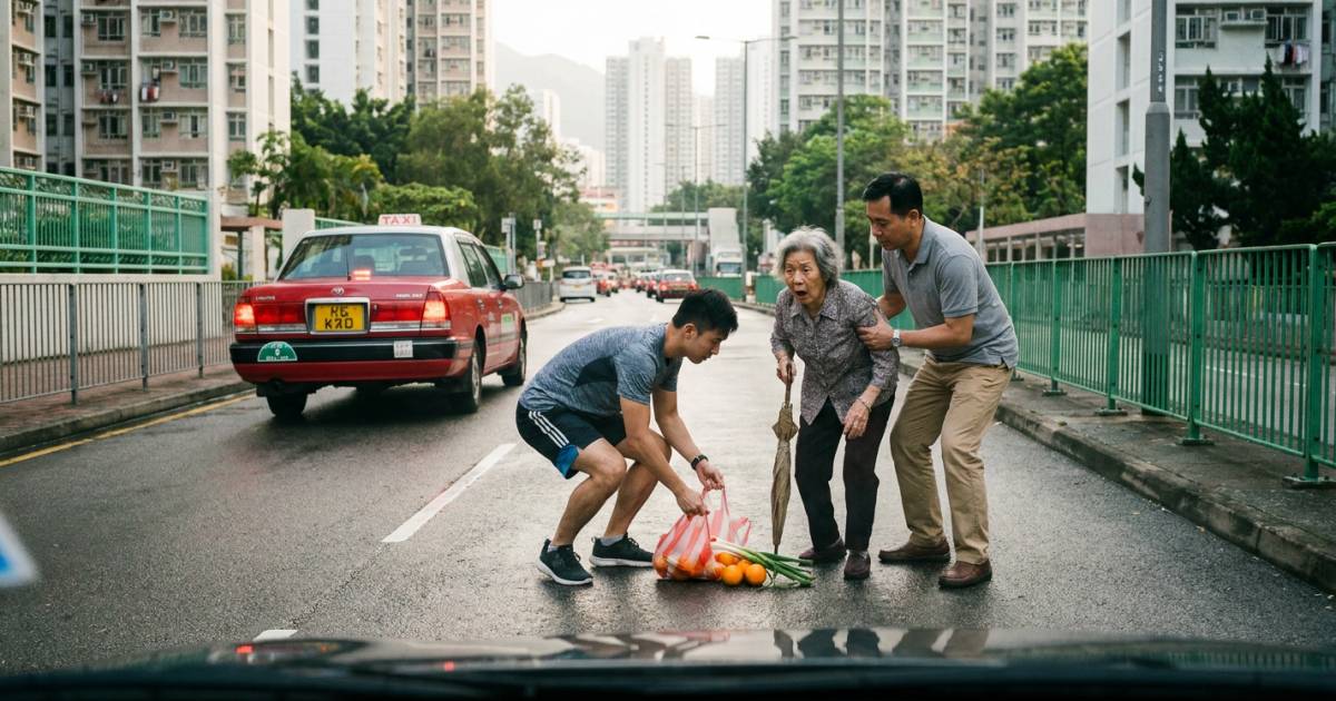 藍田阿婆過馬路仆倒｜兩暖男秒速拯救竟遭後車狂呠 網民怒轟：趕住去投胎？