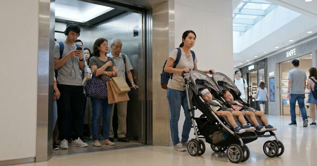 港媽推雙人BB車搭𨋢無位｜公審乘客「有手有腳」反被圍剿：食得咸魚抵得渴！