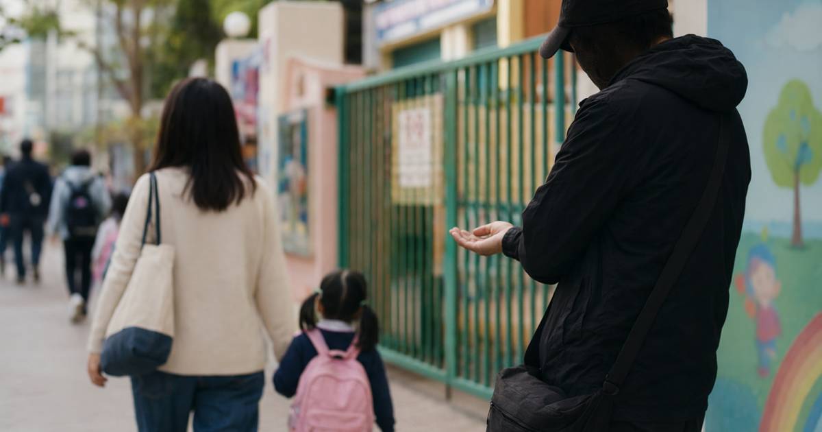 元朗「伸手黨」幼稚園外日問4次 港媽拍片質問後男子一個反應即露餡