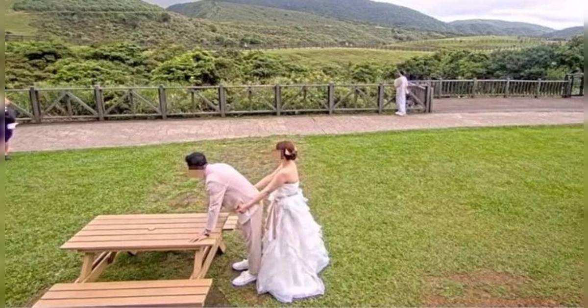 台灣陽明山擎天崗變打卡位？搞怪新人致敬爆紅甫士影婚紗相！