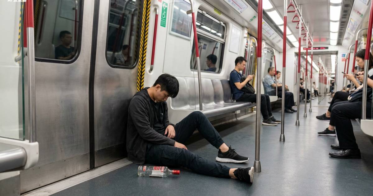 青年疑失戀港鐵車廂灌完整支伏特加　醉倒地上隨時面臨天價罰款
