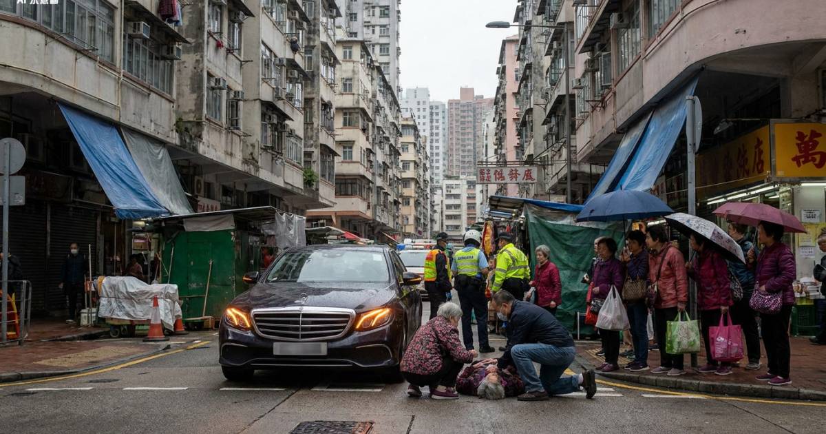 灣仔76歲婦過馬路遭自訂車牌平治撞倒 俯伏路中一幕令人心酸