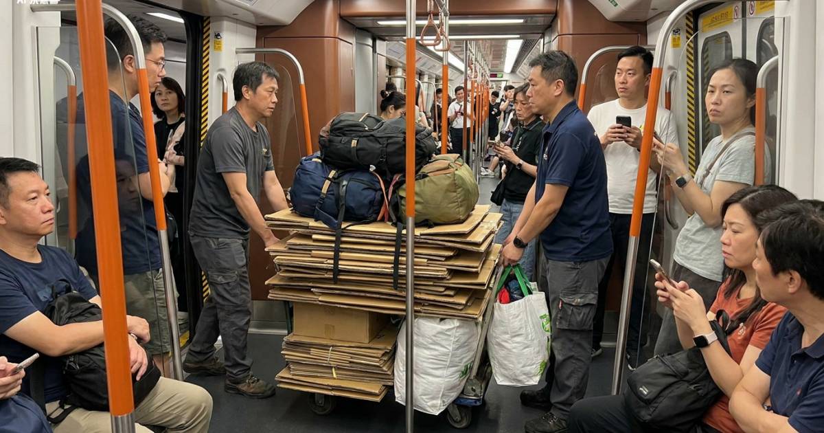 屯馬綫車廂淪貨車綫｜兩人手推車搬紙皮入閘網民鬧爆